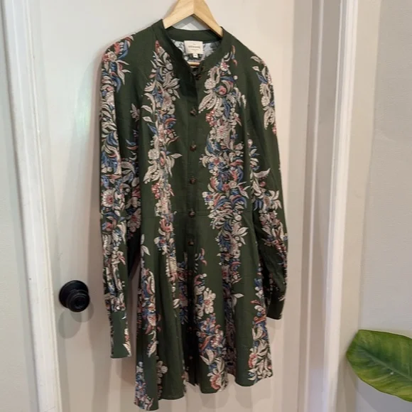 SÉZANE Caprice Dress in Olive Green Floral Border sz US 8 / FR 40 NWOT - Picture 9 of 13